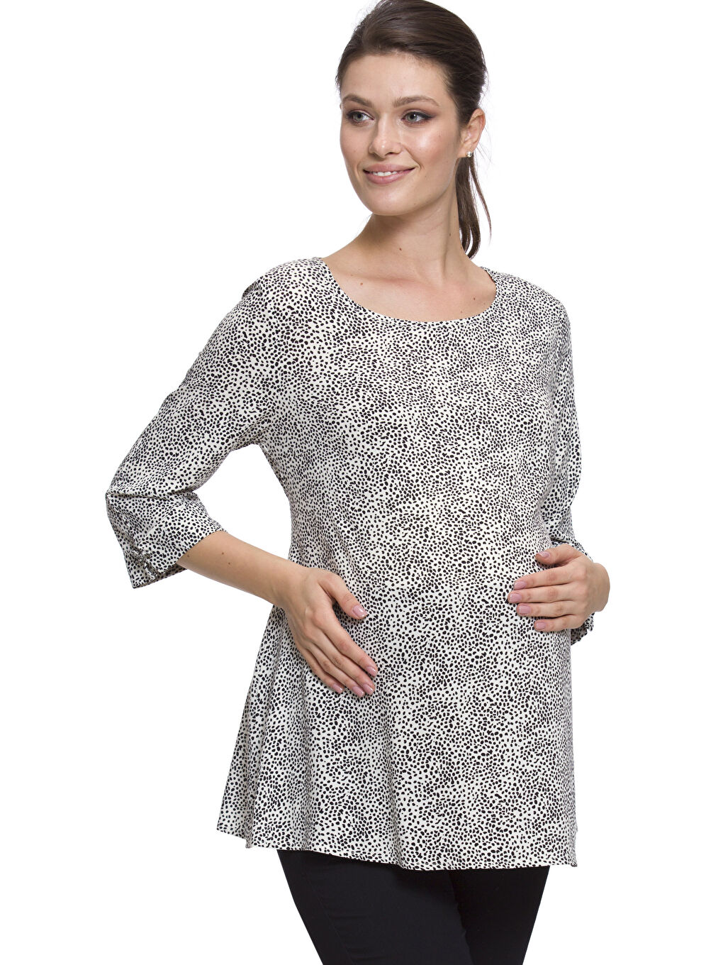 Beyaz Baskılı Bluz