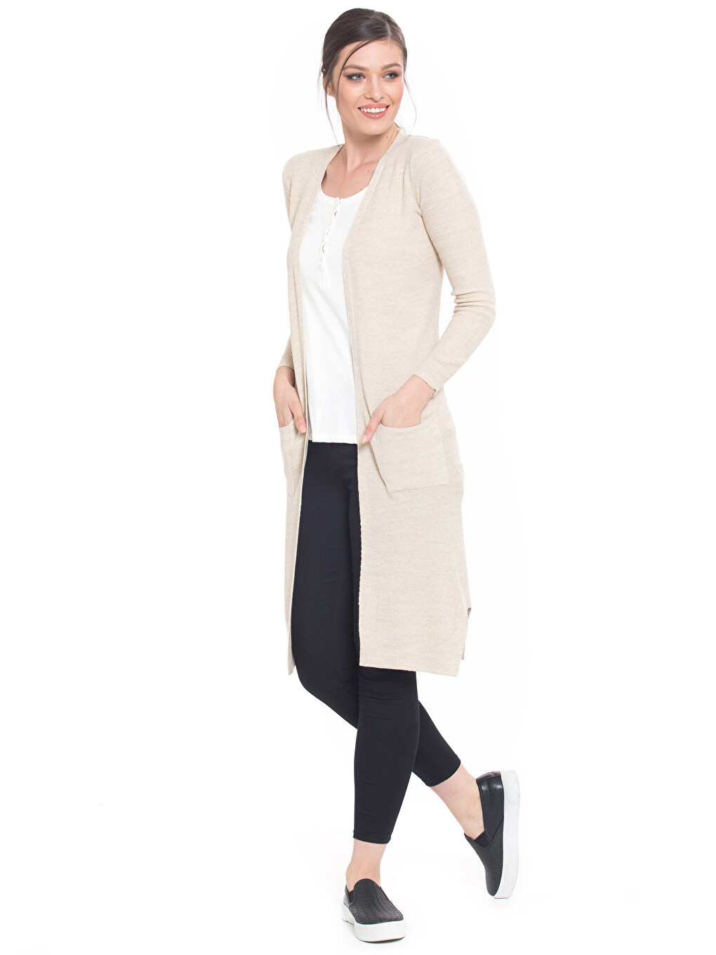 Frau Beige Cardigan-2