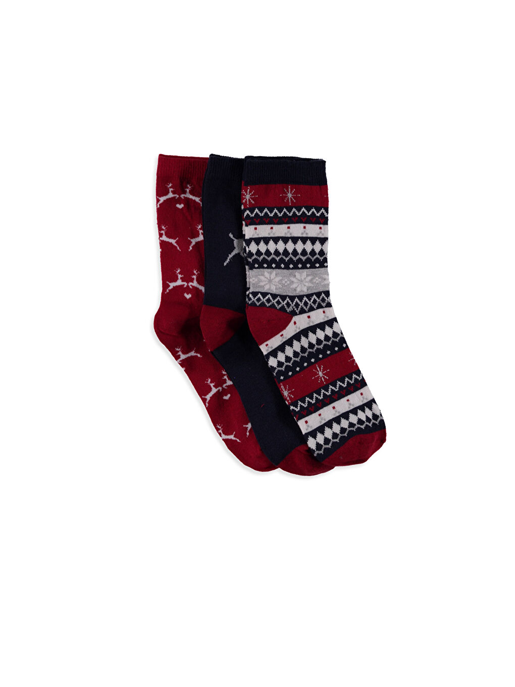 Kırmızı Baskılı Soket Çorap-1