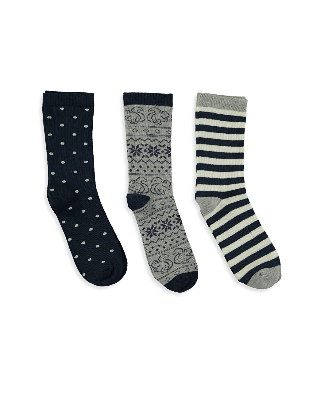 Beyaz-Açık Gri-Koyu Mavi Soket Çorap