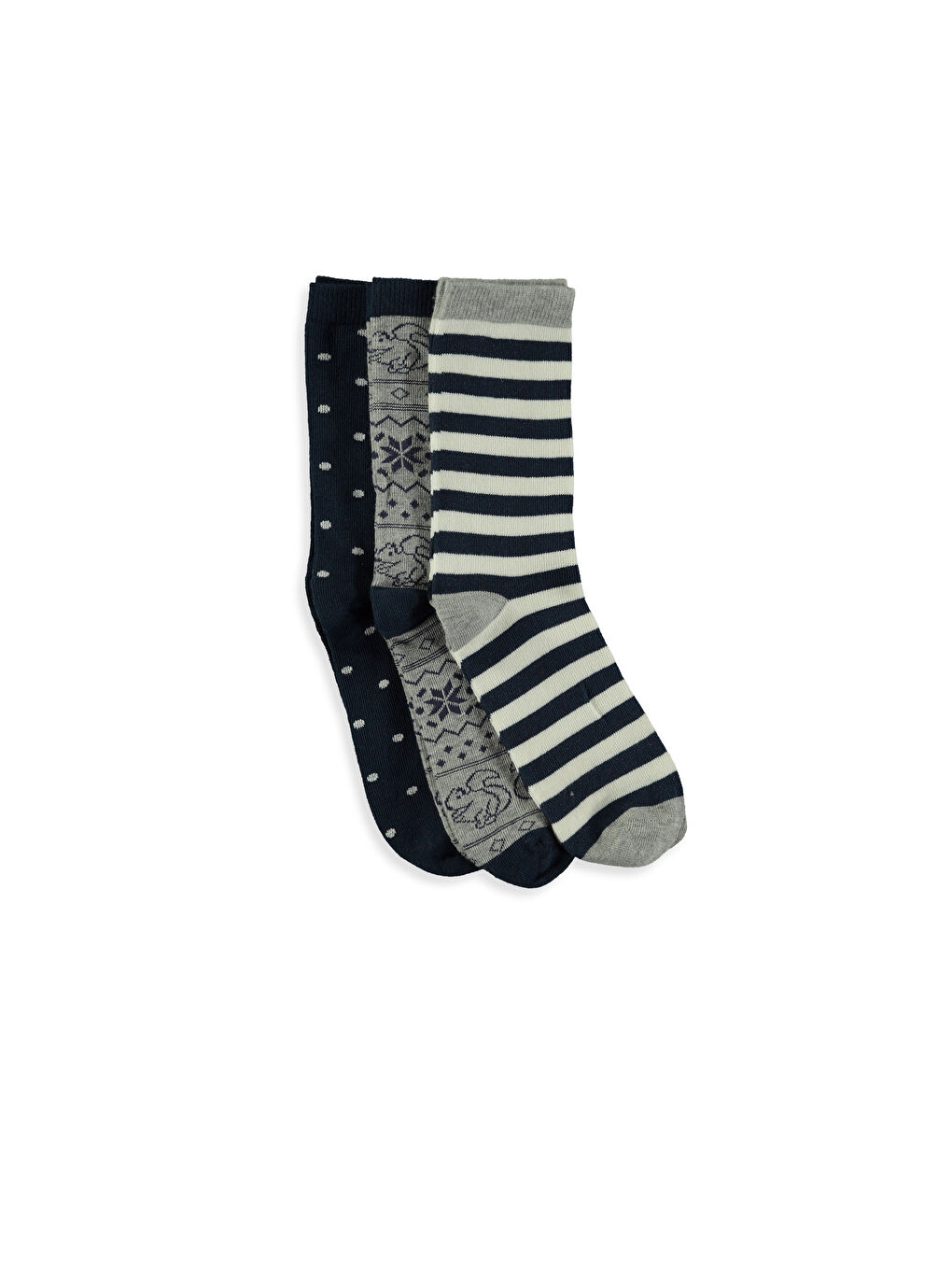 Beyaz-Açık Gri-Koyu Mavi Soket Çorap-1