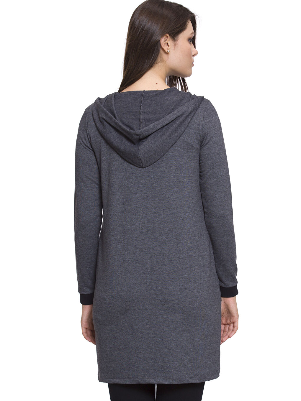 Antrasit Melanj Fermuarlı Sweatshirt-1