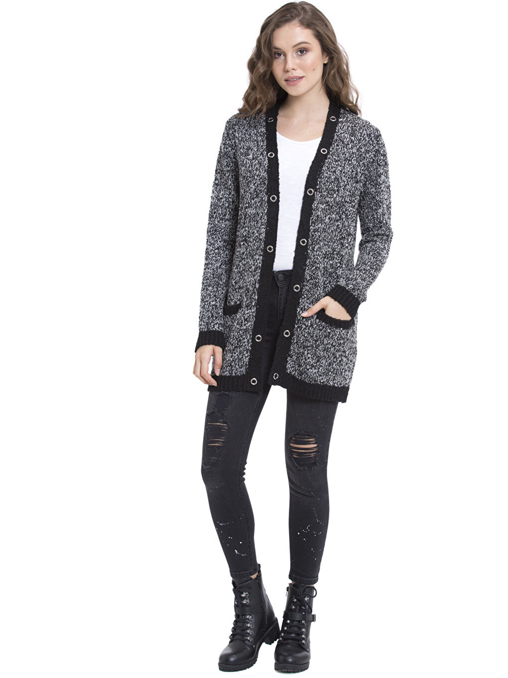 Self-Patterned Tricot Cardigan-2