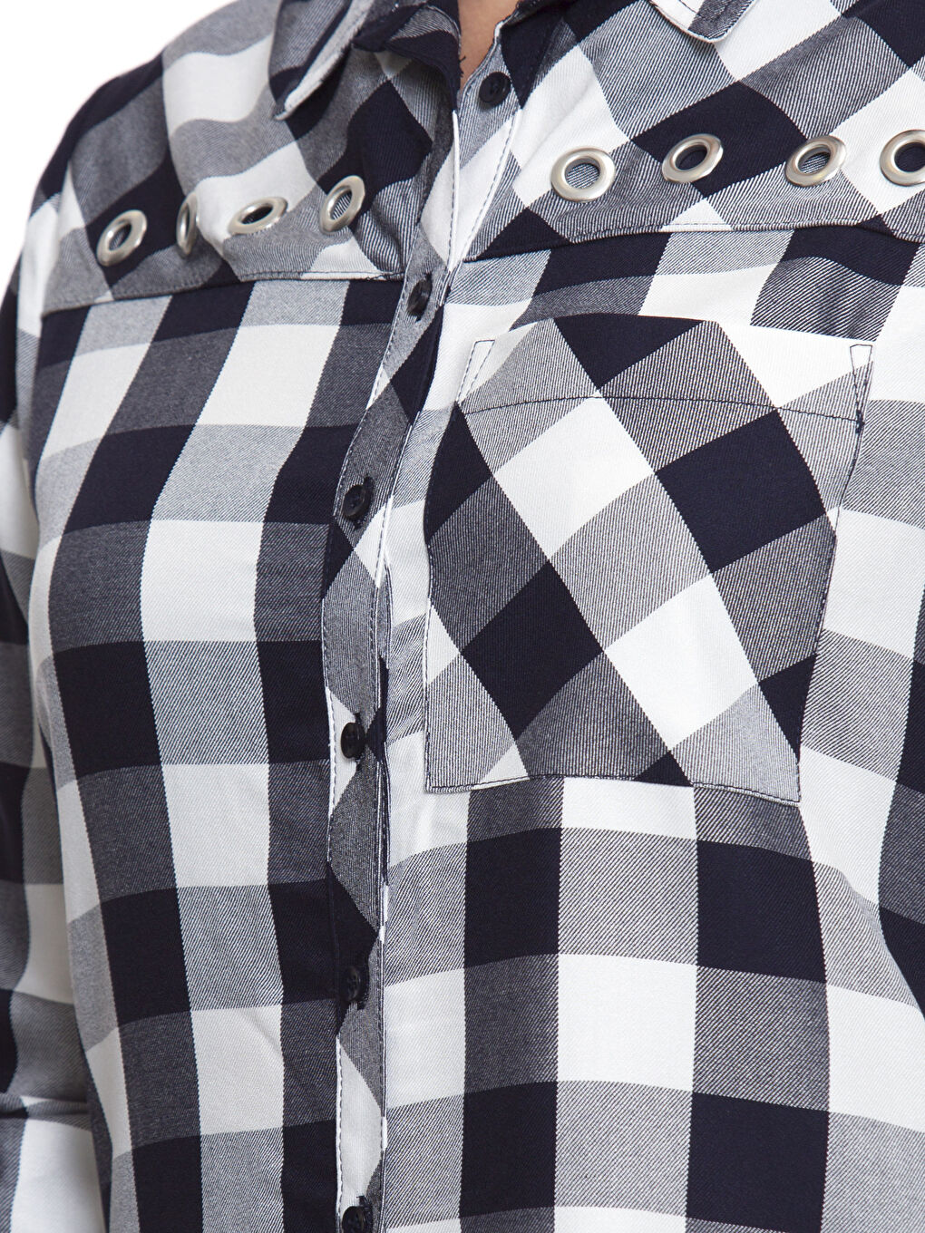 Chemise Femme Viscose à Carreaux Col de Chemise Manches Longues-3