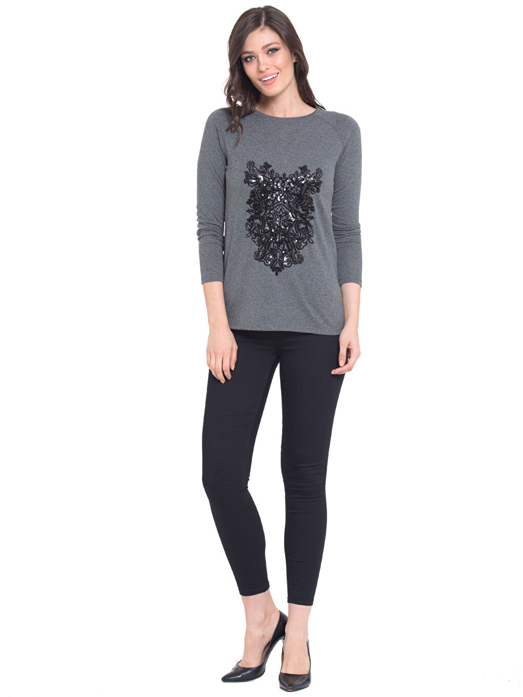 Antrasit Melanj Tişört-2