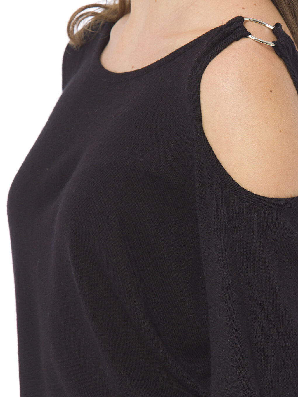 سترة تريكو بياقة على شكل حرف U كم طويل عادي للسيدات-3