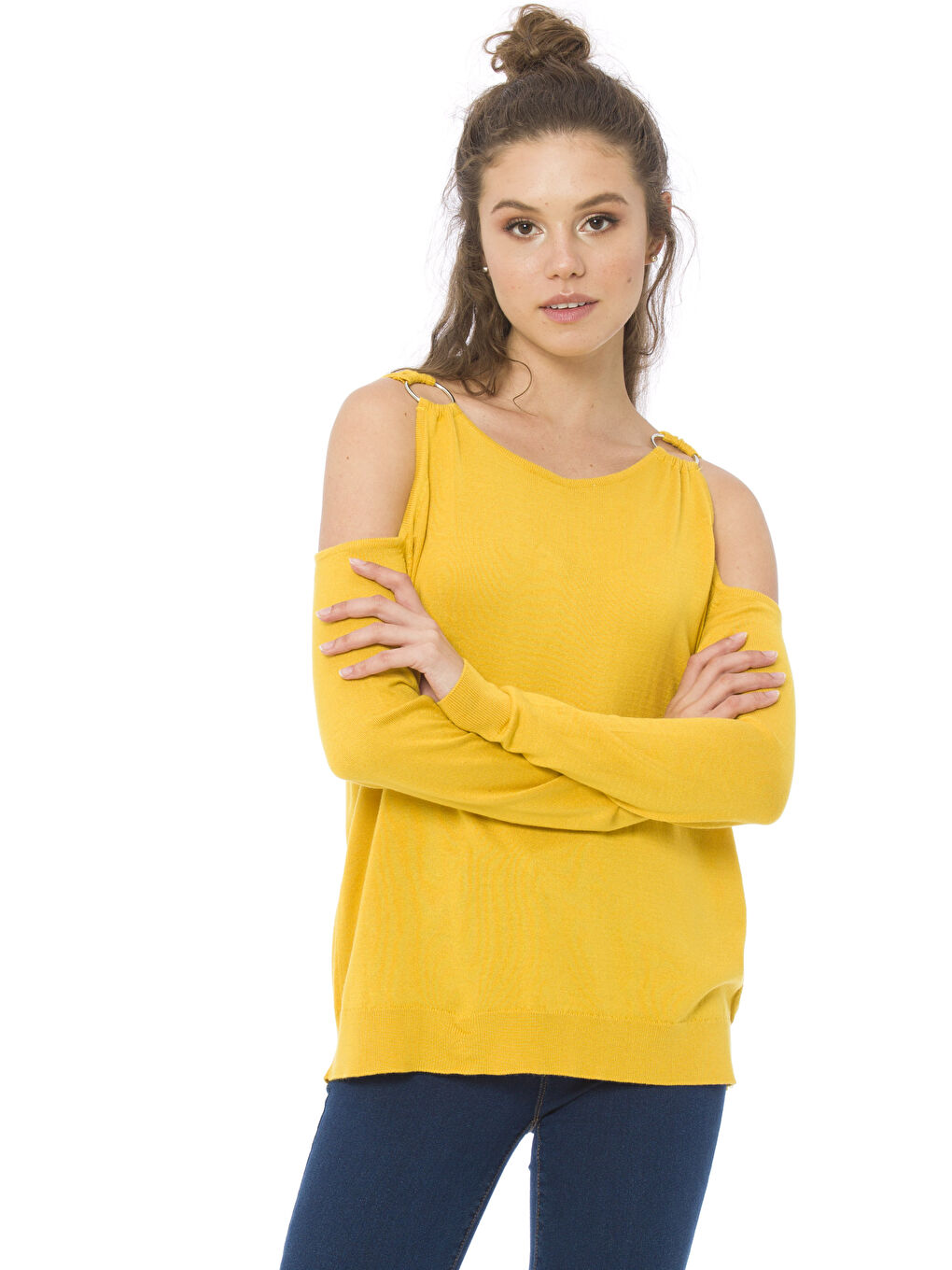 LCW Vision U-Ausschnitt Regulär Langarm Für Damen Strickpullover -7K8465Z8-G1Q