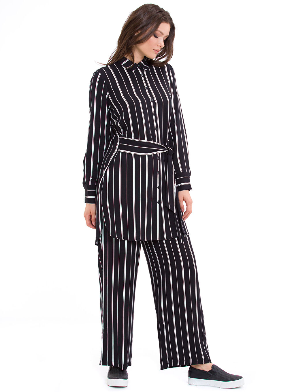 Beyaz-Pembe-Açık Kahverengi Tunik-2