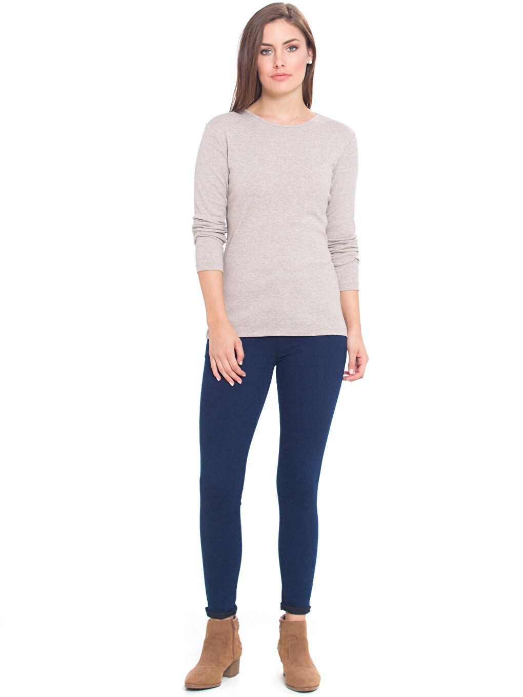 Kahverengi Kahve Melanj Tişört-2