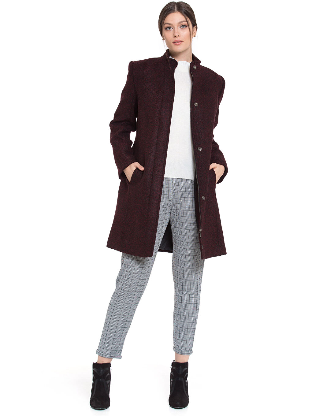 Palton din amestec de lână VISINIU Femeie-4