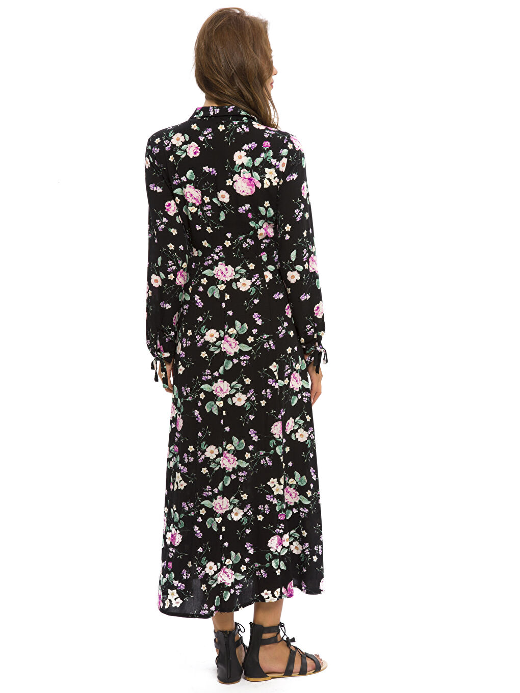 Siyah Uzun Kollu Kadın Elbise-2