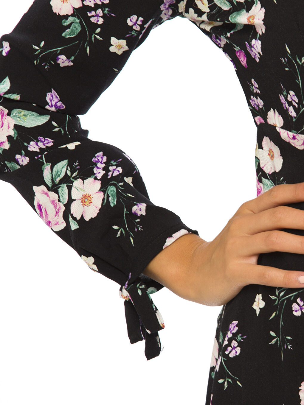 Siyah Uzun Kollu Kadın Elbise-3