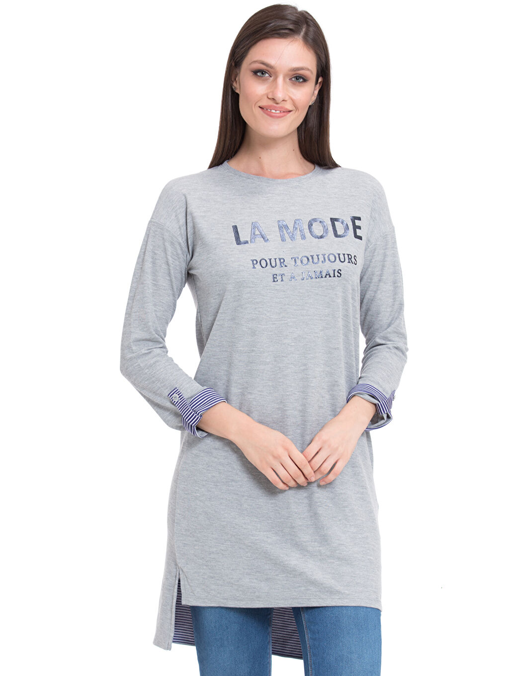 Siyah-Açık Lacivert-Pembe Tunik-1