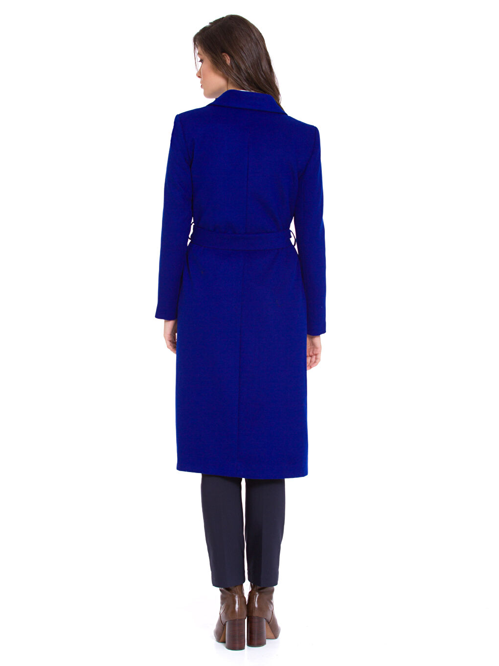 LCW Modest Woman BLUE Wool Blended Overcoat -7KH258Z8-D2R
