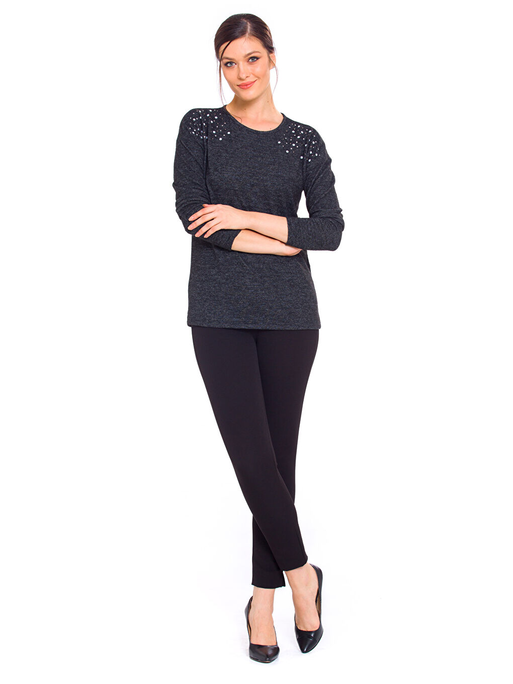 Antrasit Melanj Tişört-2