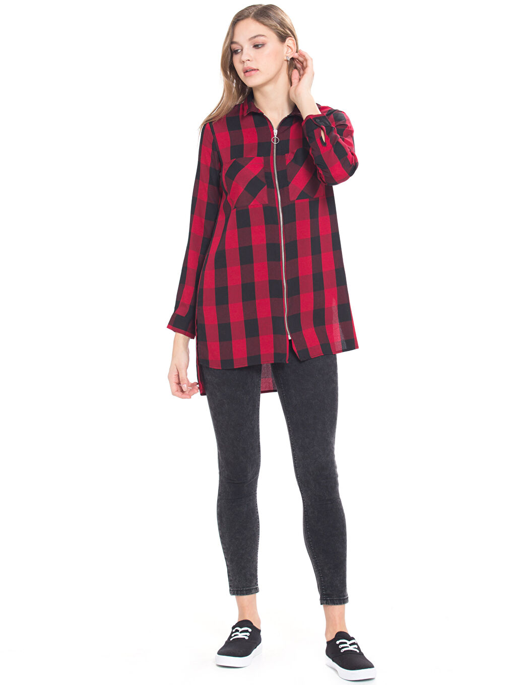 Kırmızı Ekose Tunik-2