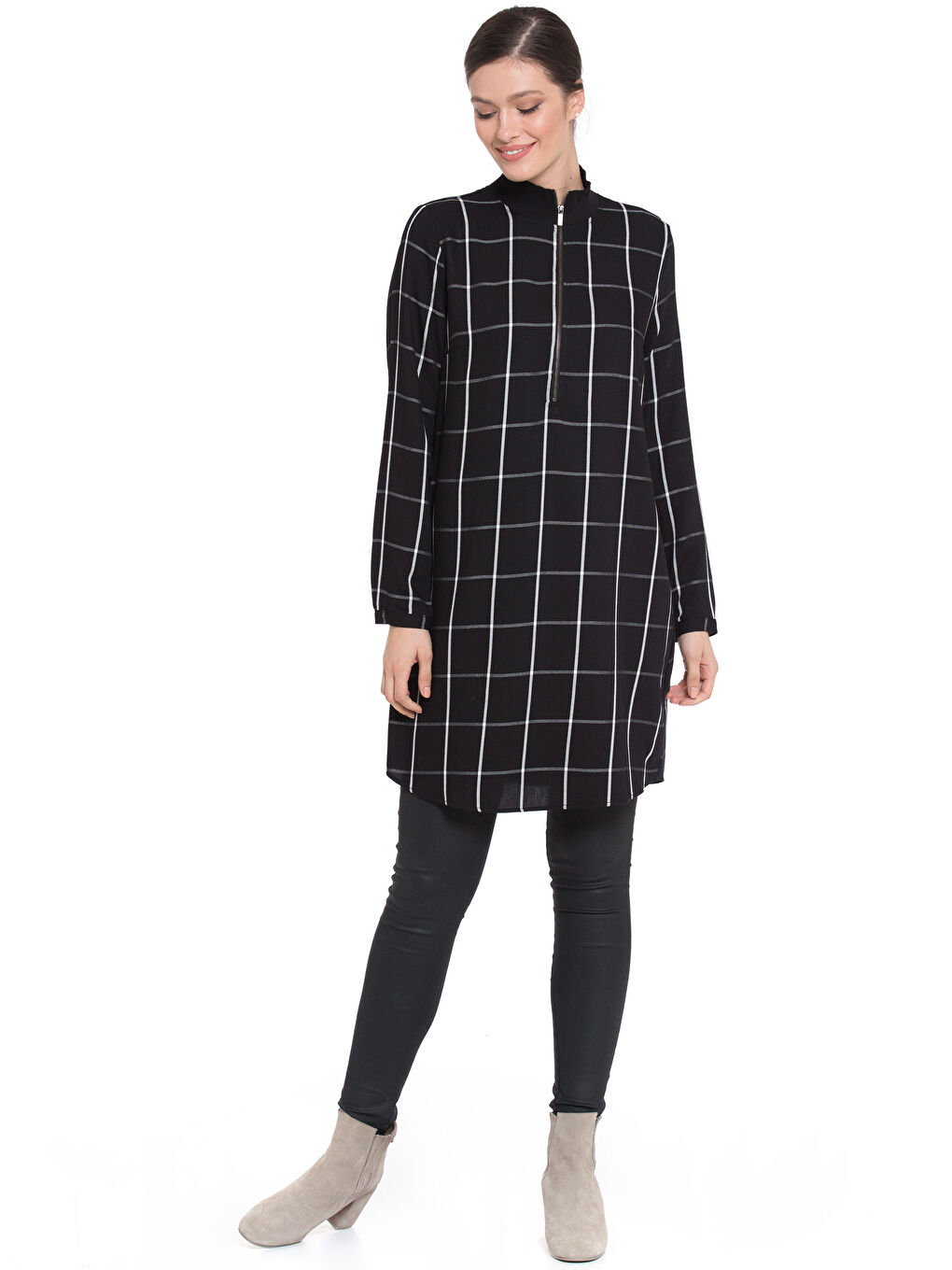 Siyah Ekoseli Tunik-2