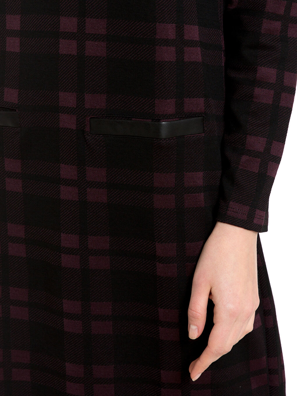 Bordo Ekose Elbise-2