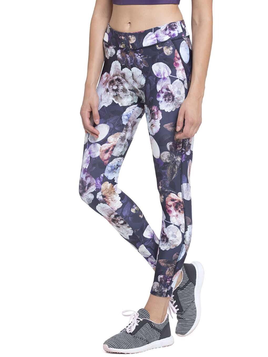 Mor Baskılı Spor Tayt-1