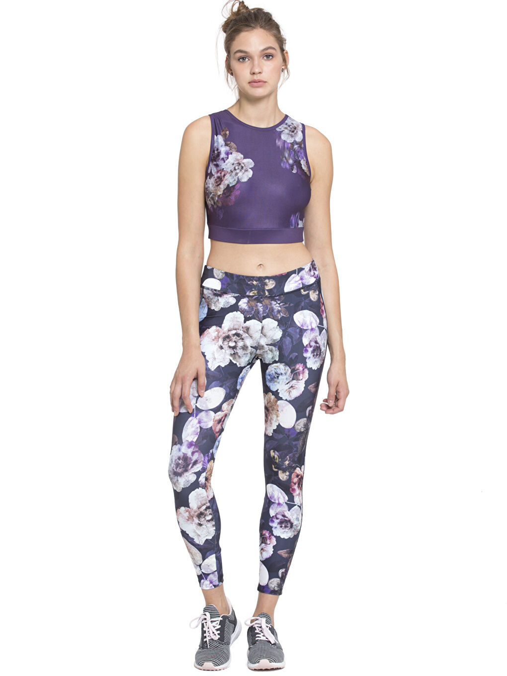 Mor Baskılı Spor Tayt-3