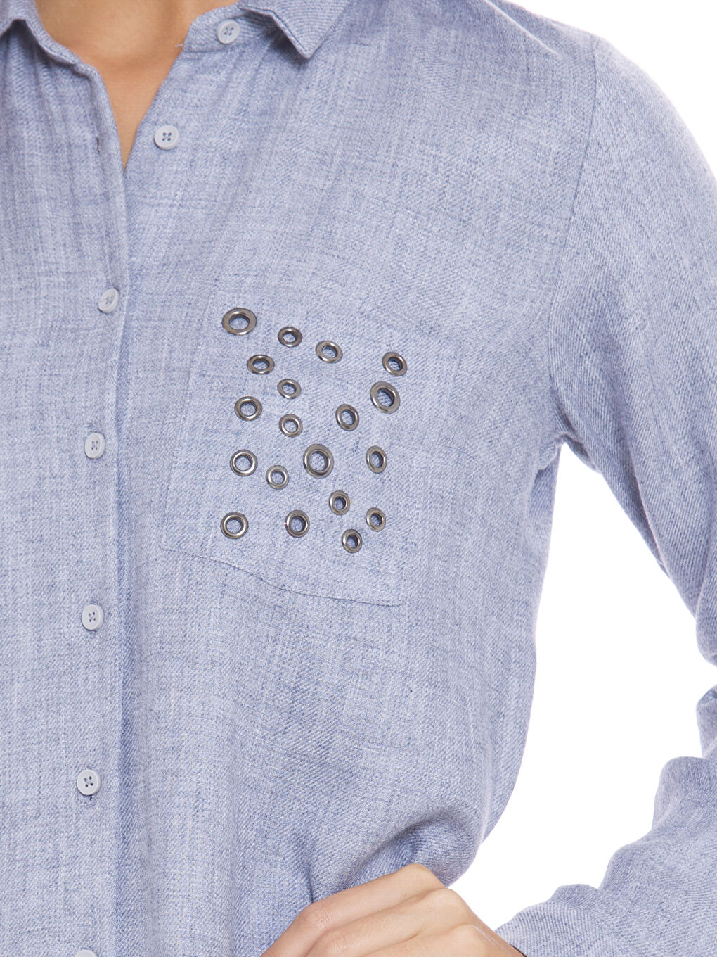 Gri Uzun Kollu Kadın Gömlek Tunik-3