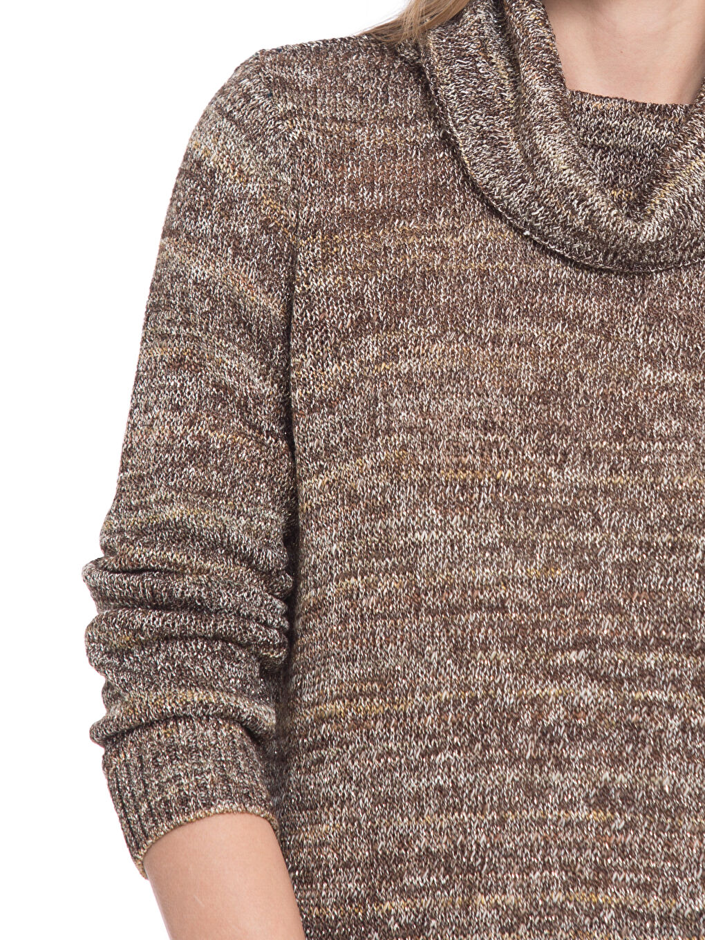 Kahverengi Balıkçı Yaka Kadın Balıkçı Yaka Kazak-3