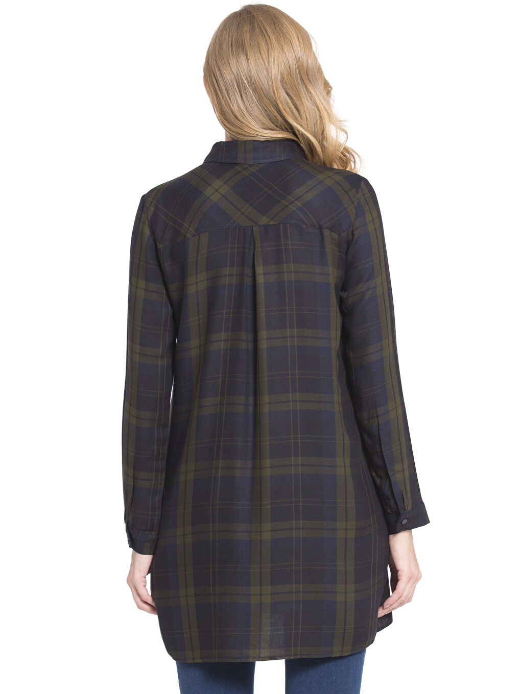 Haki Uzun Kollu Nakışlı Gabardin Kadın Tunik-1