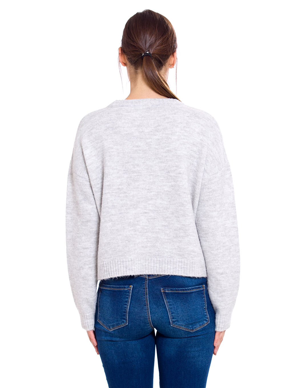 Pembe Bisiklet Yaka Kadın Çiçek İşlemeli Kazak-2