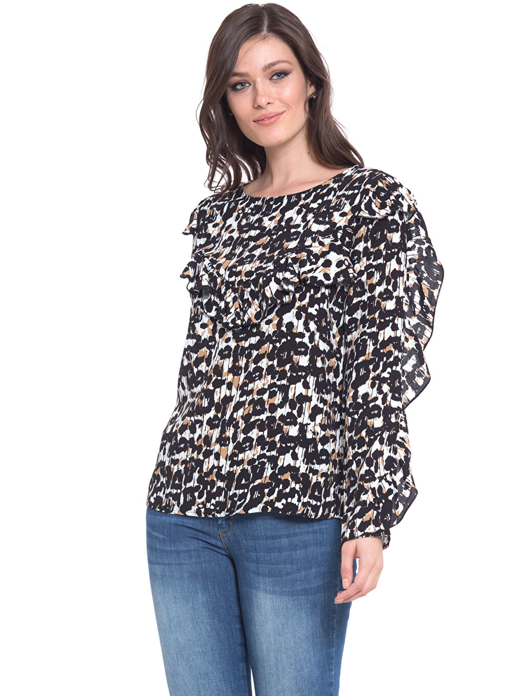 Siyah Baskılı Bluz-1