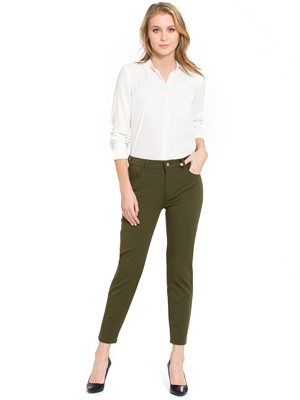 High Waist Pocket Detailed Women's Trousers-2