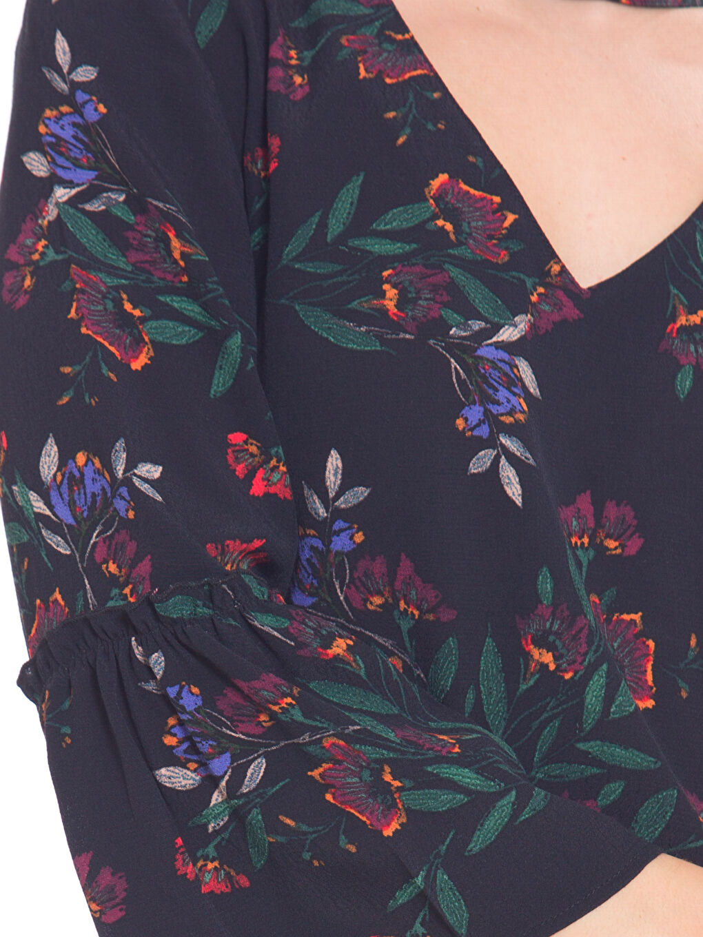 Siyah V Yaka Uzun Kollu Gabardin Kadın Elbise-3