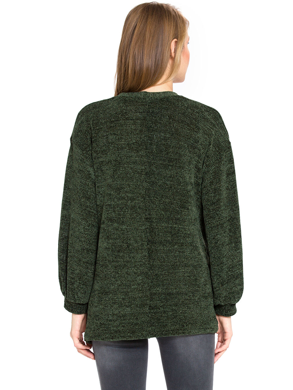 Haki Kadın Düz İnce Hırka-1