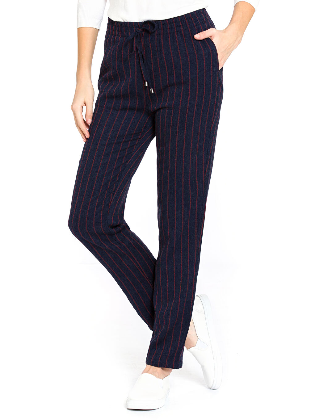 Elastic Waist Striped Women's Trousers