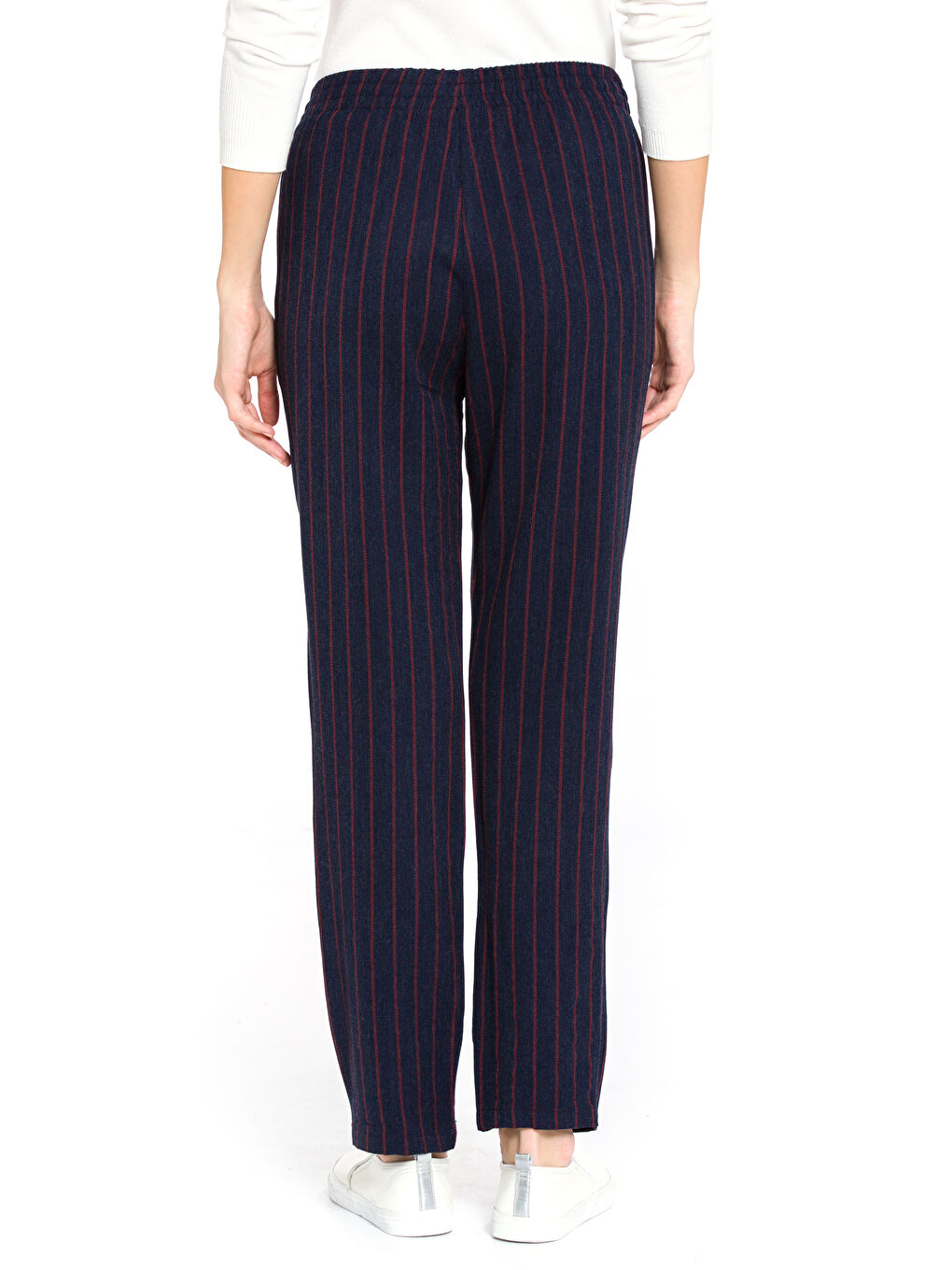 Elastic Waist Striped Women's Trousers-1