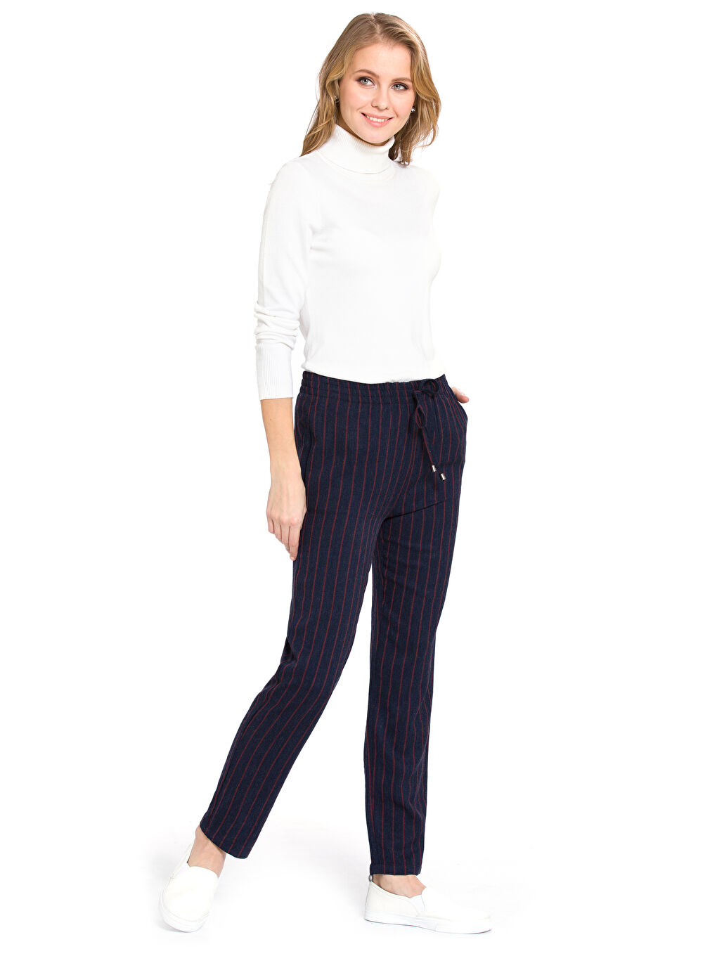 Elastic Waist Striped Women's Trousers-2