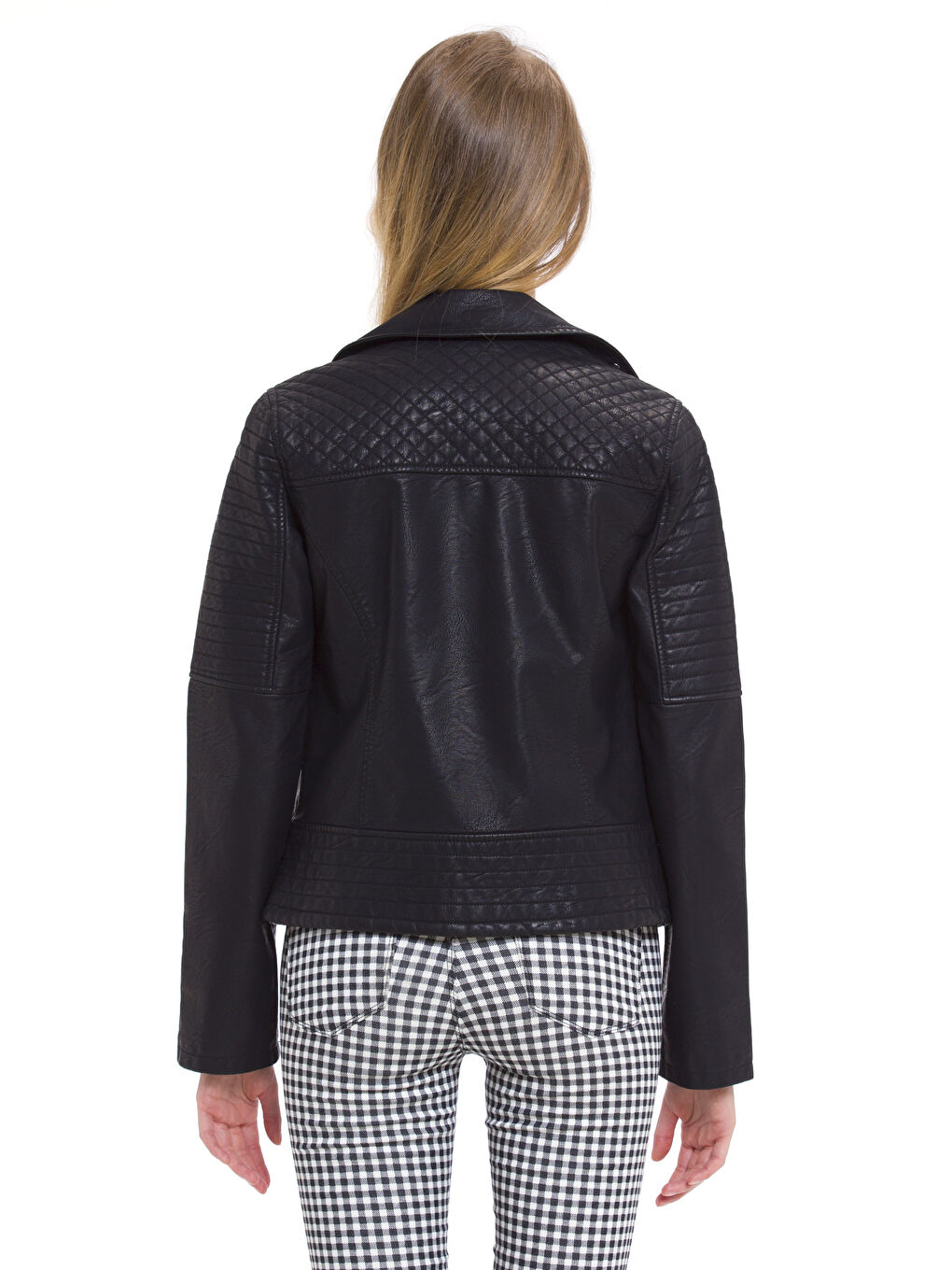 Yeni Siyah Deri Görünümlü Mont-1