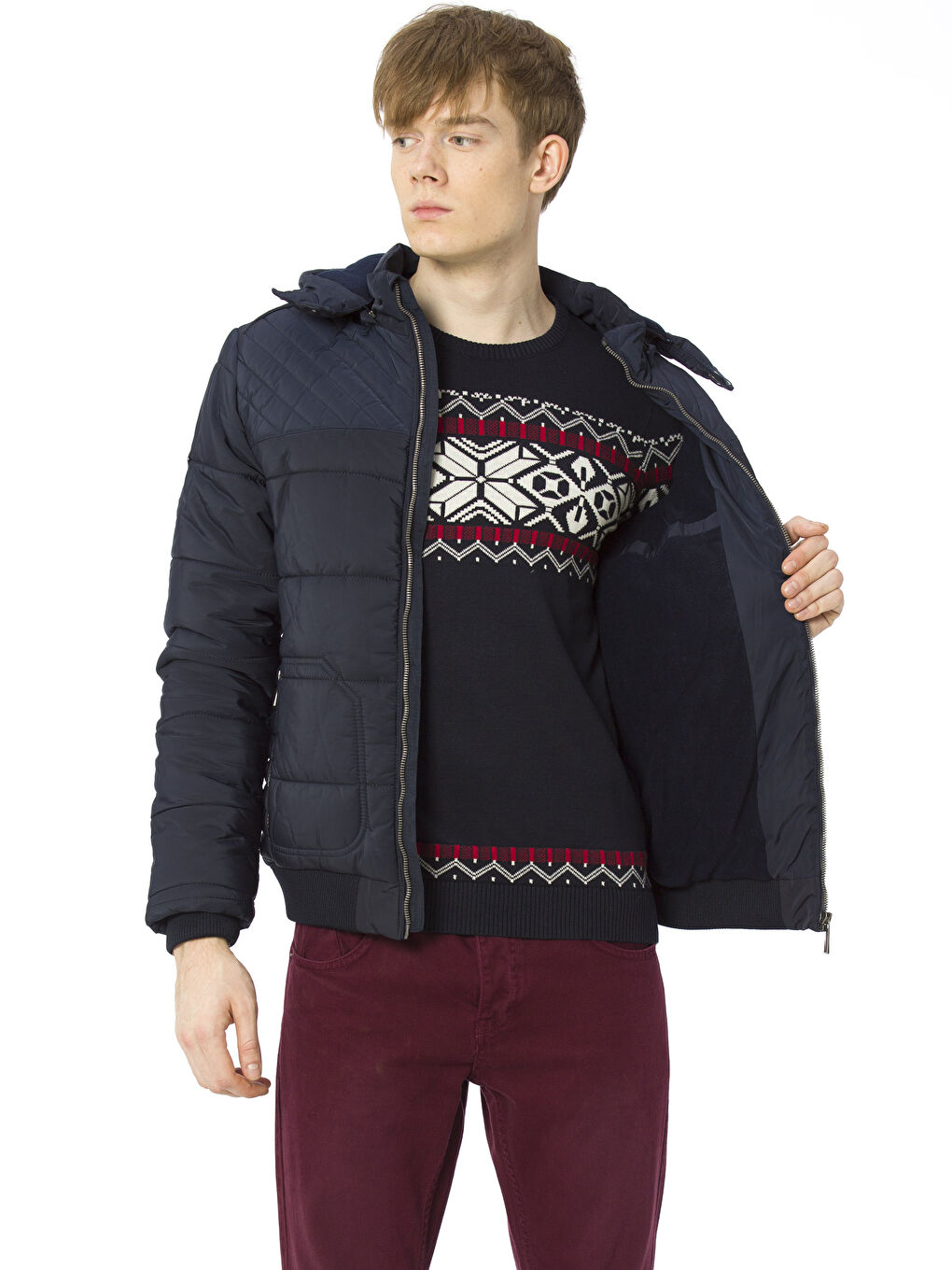 Lacivert Şişme Mont-1