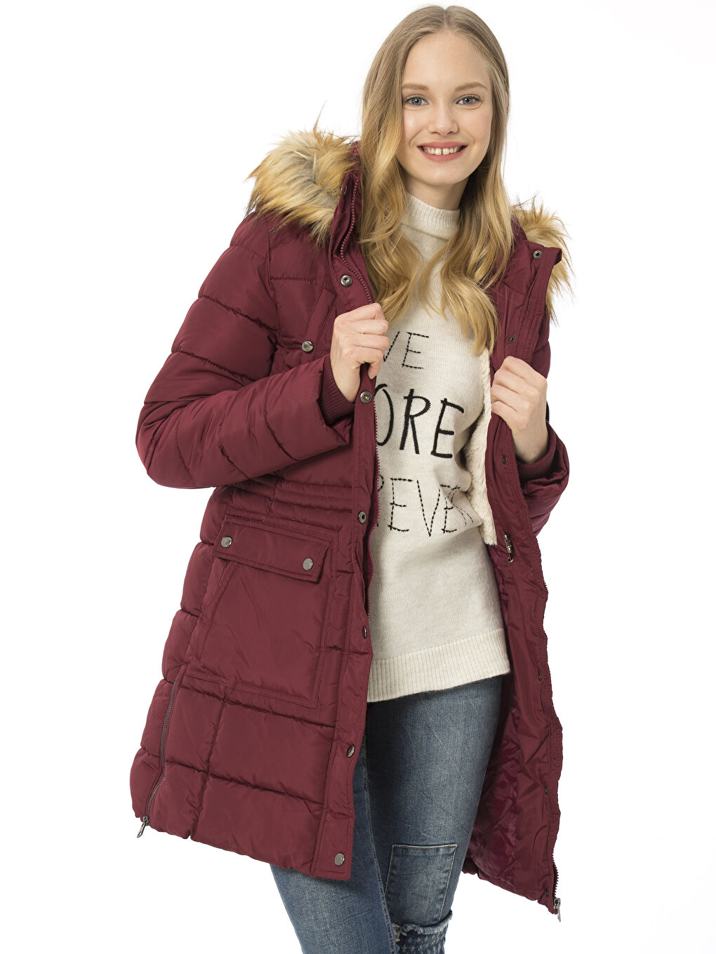 Bordo Şişme Mont-1