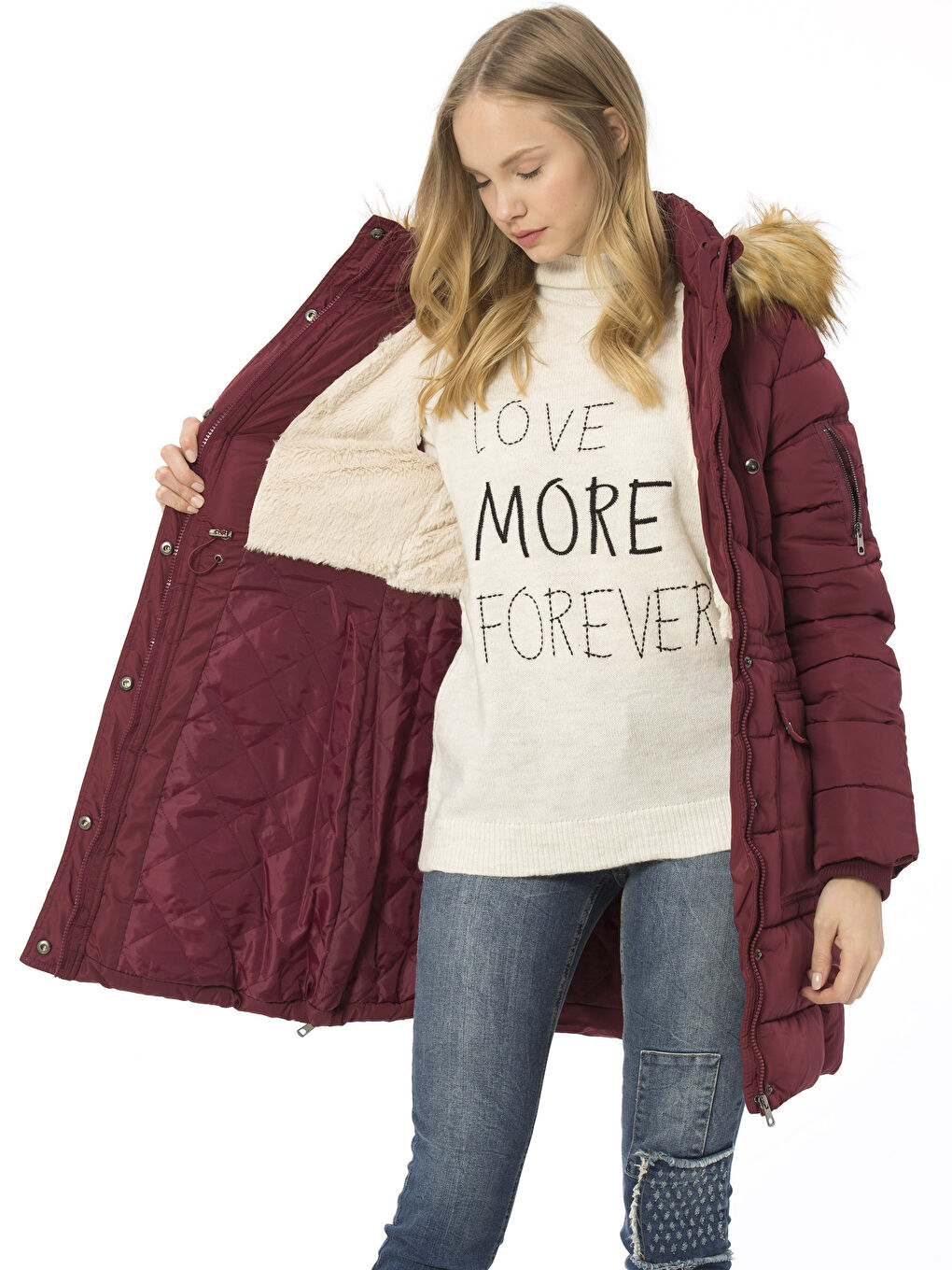 Bordo Şişme Mont-2