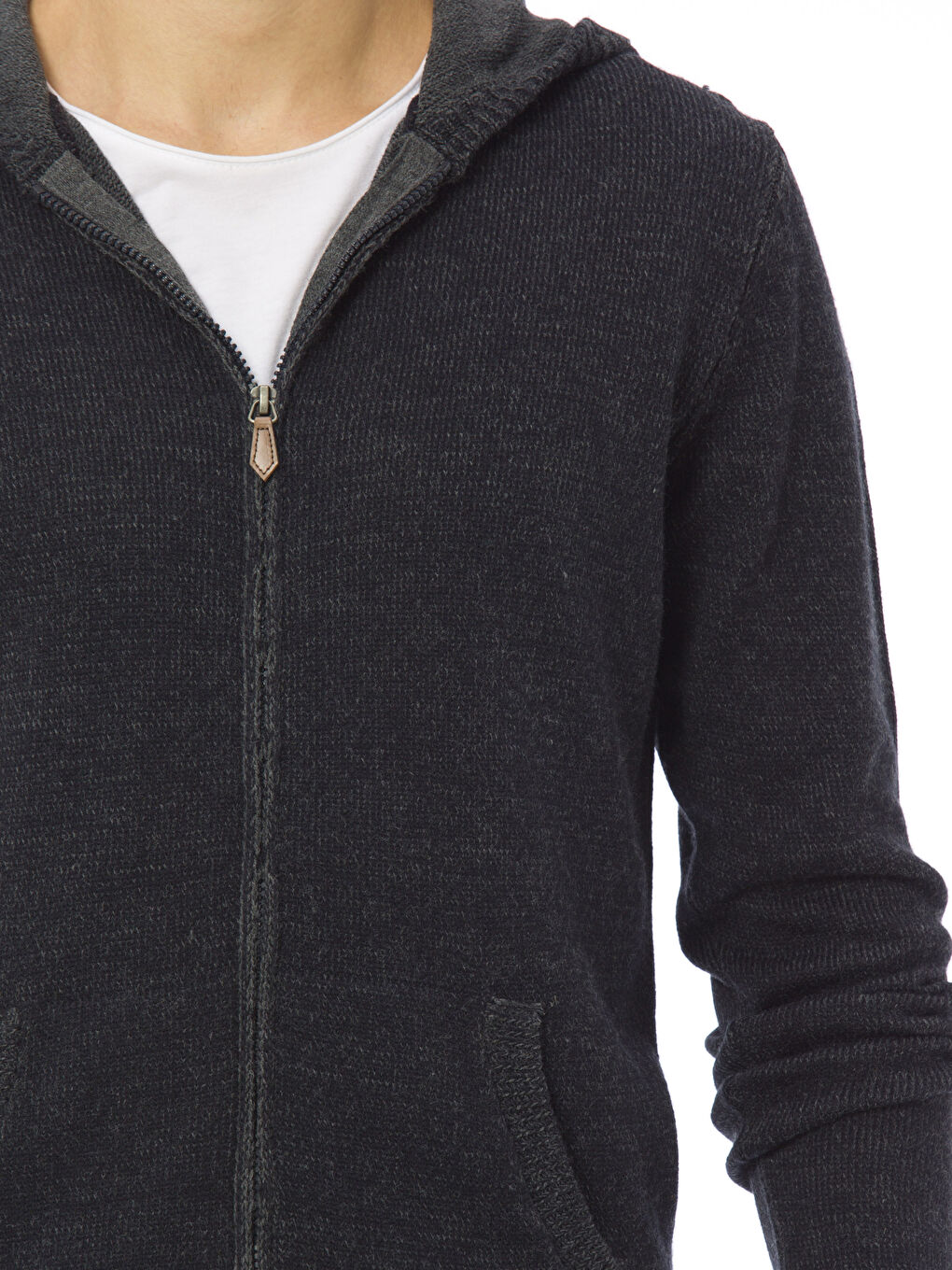 Lacivert Kapüşonlu Erkek Triko Hırka-3