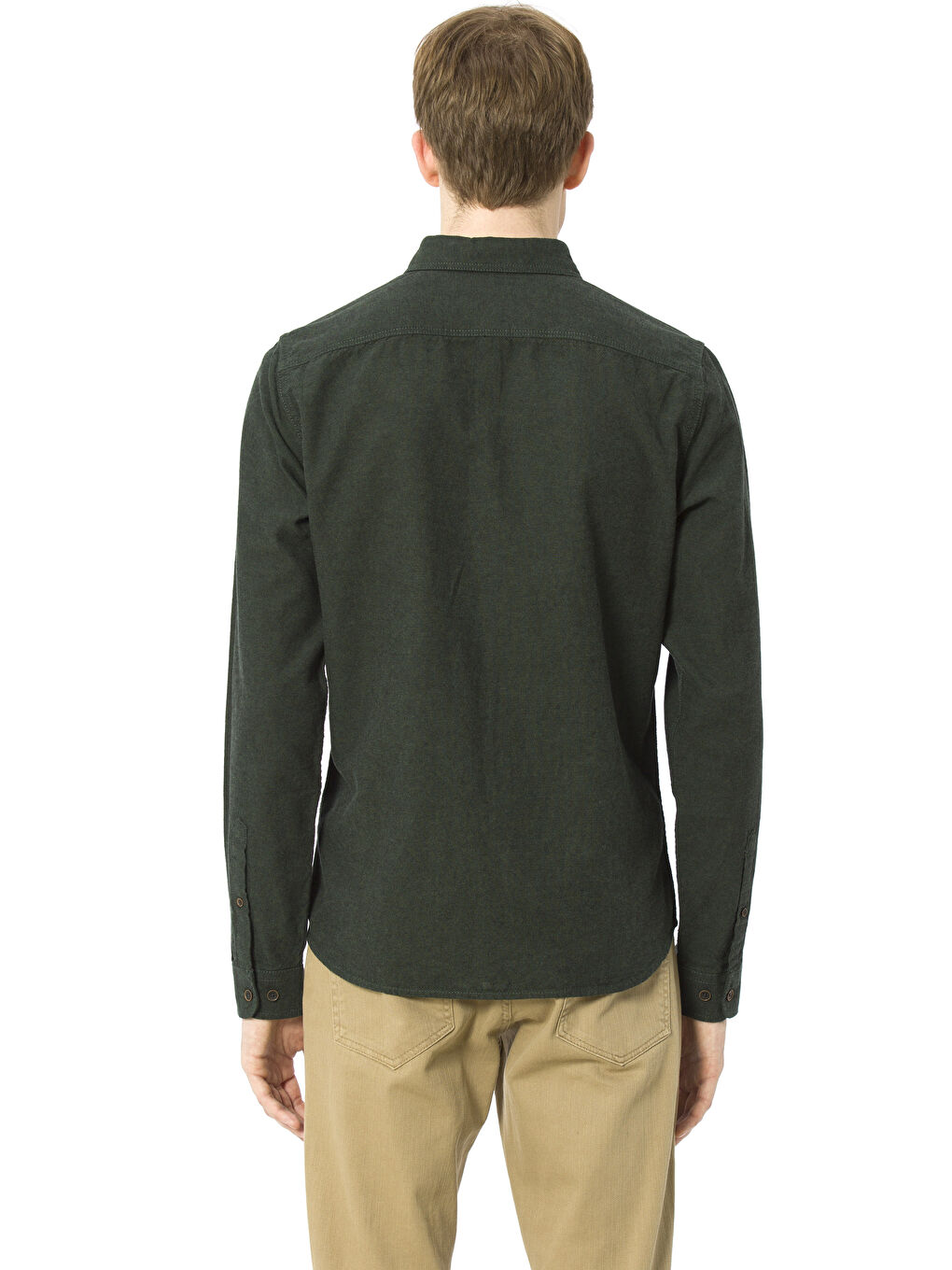 Yeşil Regular Fit Uzun Kollu Oxford Erkek Gömlek-1