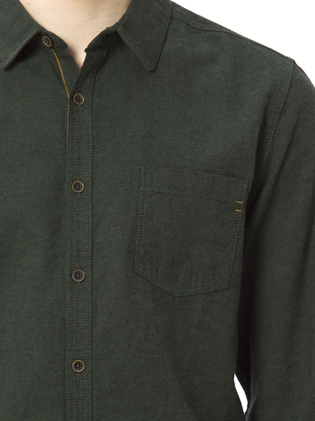 Yeşil Regular Fit Uzun Kollu Oxford Erkek Gömlek-3