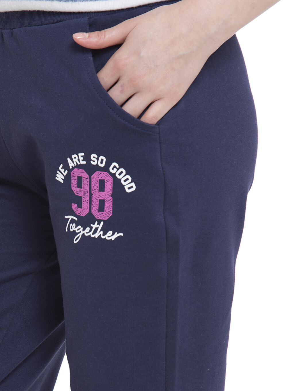 Жена Морско-Синьо Анцуг пантолон-3