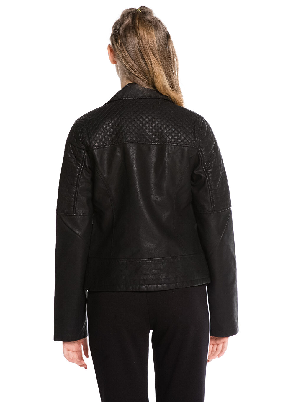 Yeni Siyah Deri Görünümlü Mont-1