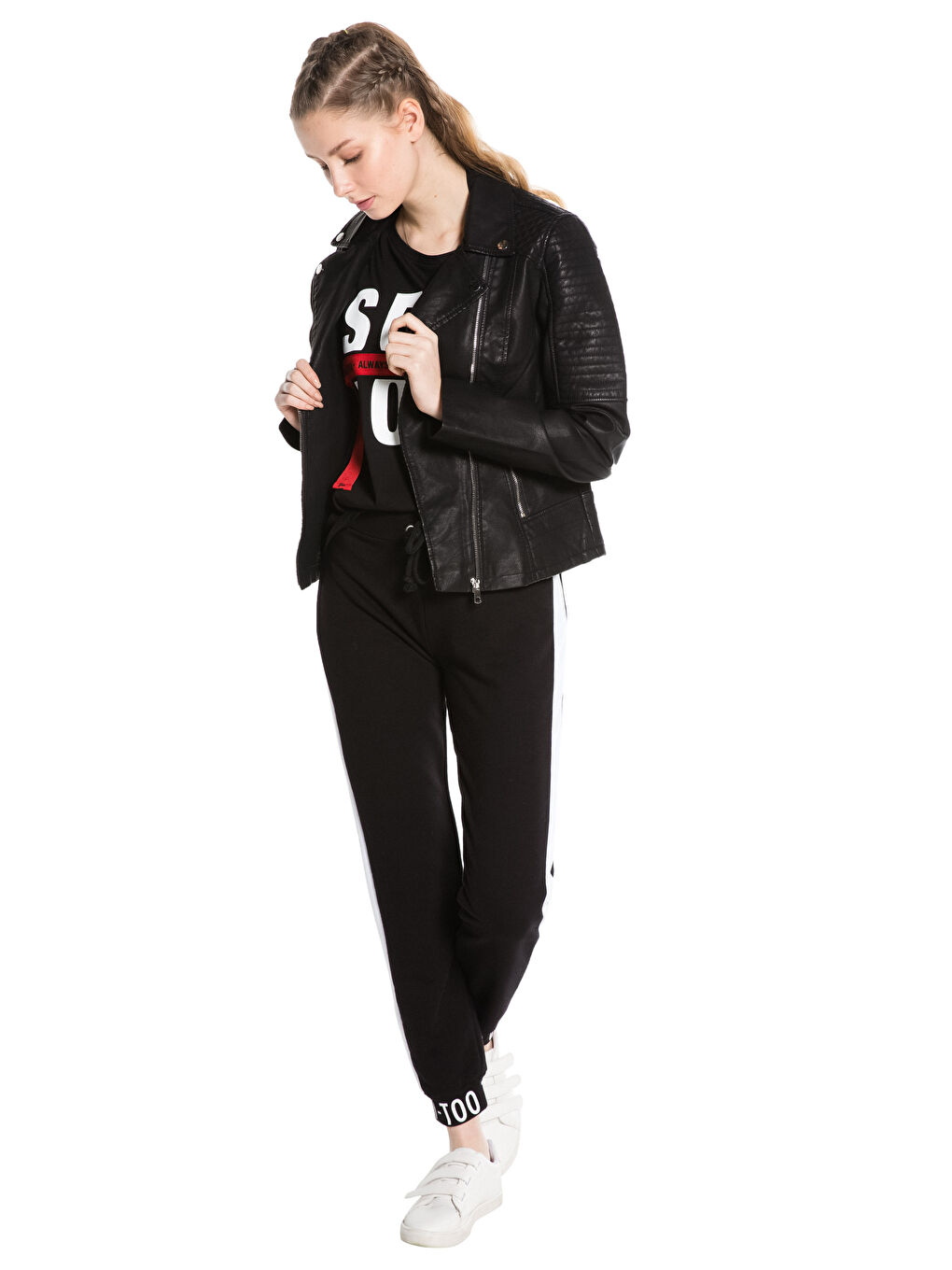 Yeni Siyah Deri Görünümlü Mont-2