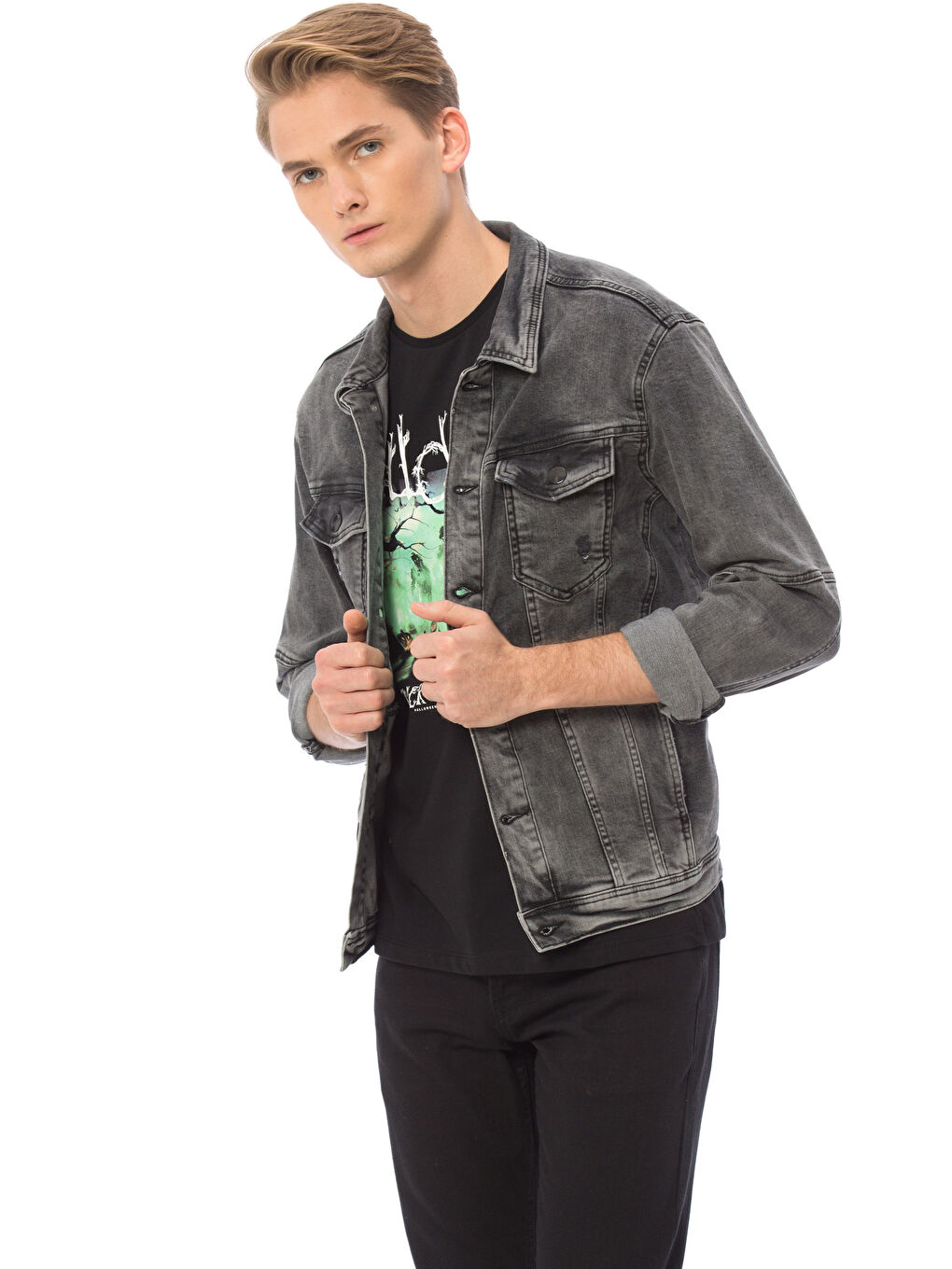 Siyah  Rodeo Jean Ceket-1