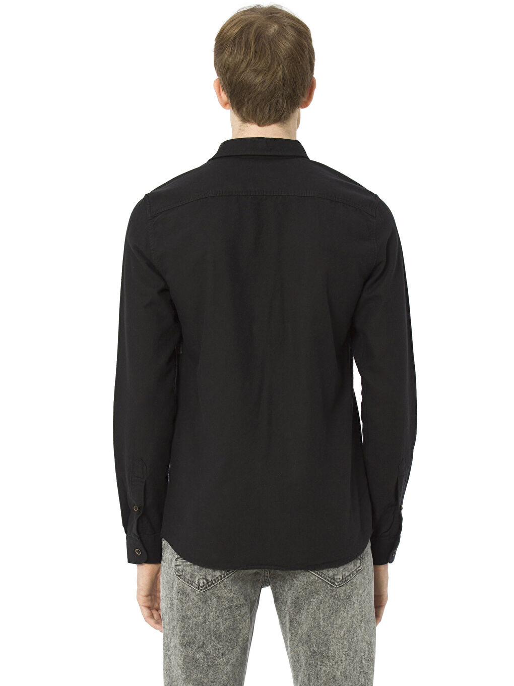 Siyah Çizgili Erkek Slim Fit Gabardin Gömlek-1