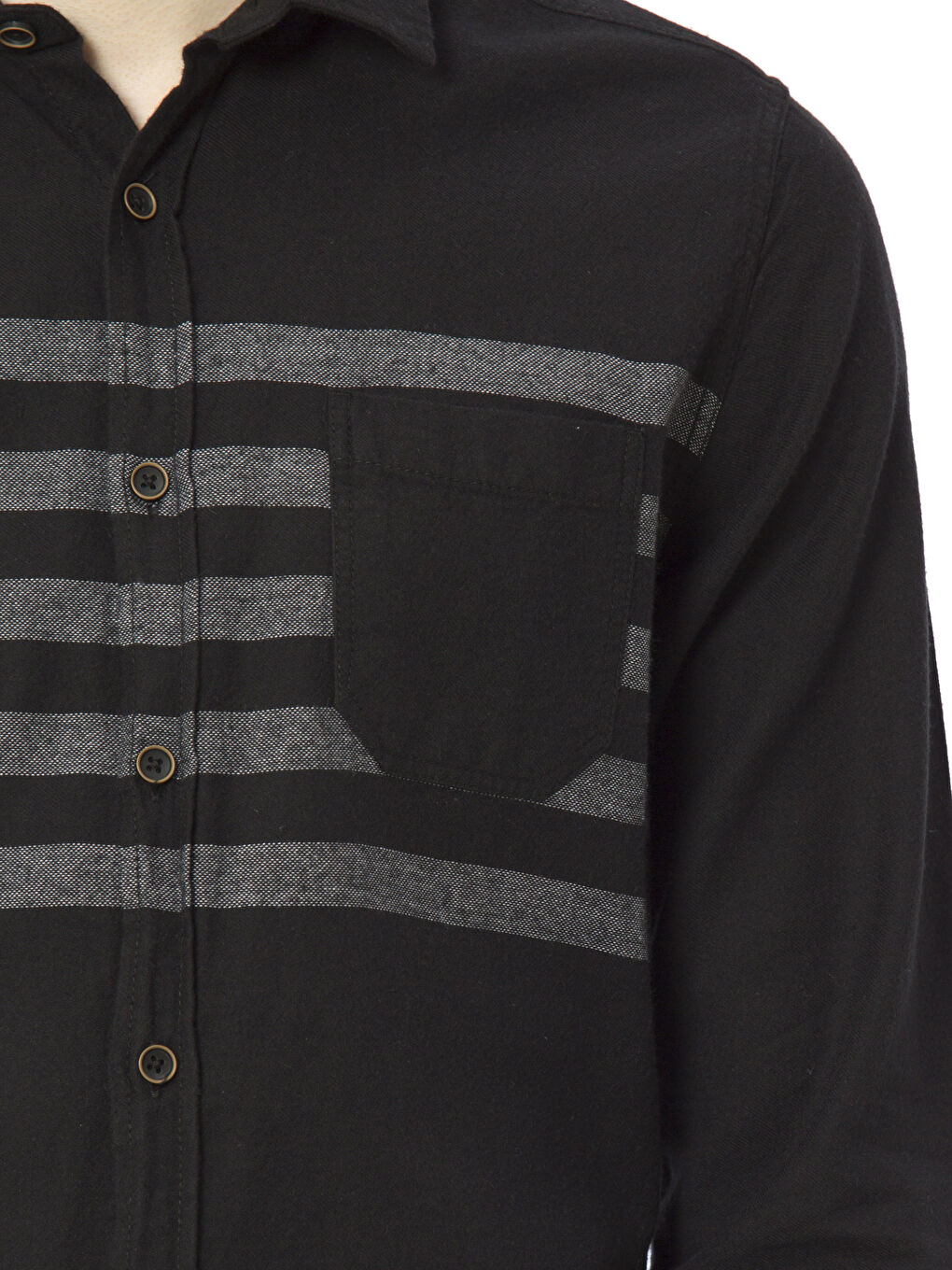 Siyah Çizgili Erkek Slim Fit Gabardin Gömlek-3