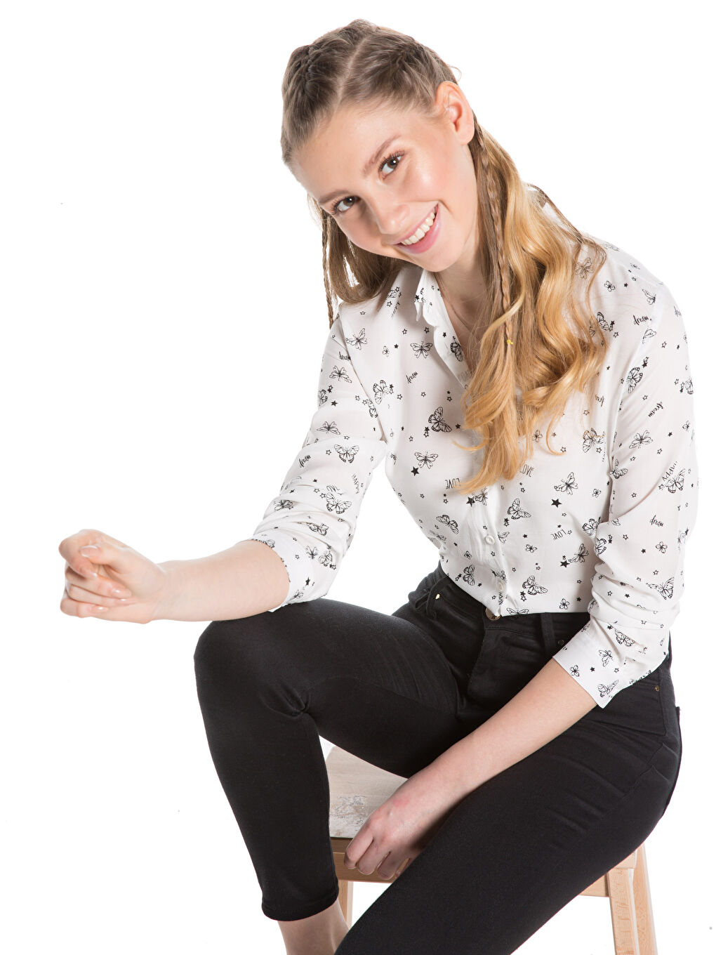 Siyah Gömlek Yaka Standart Fit Uzun Kollu Kadın Gömlek