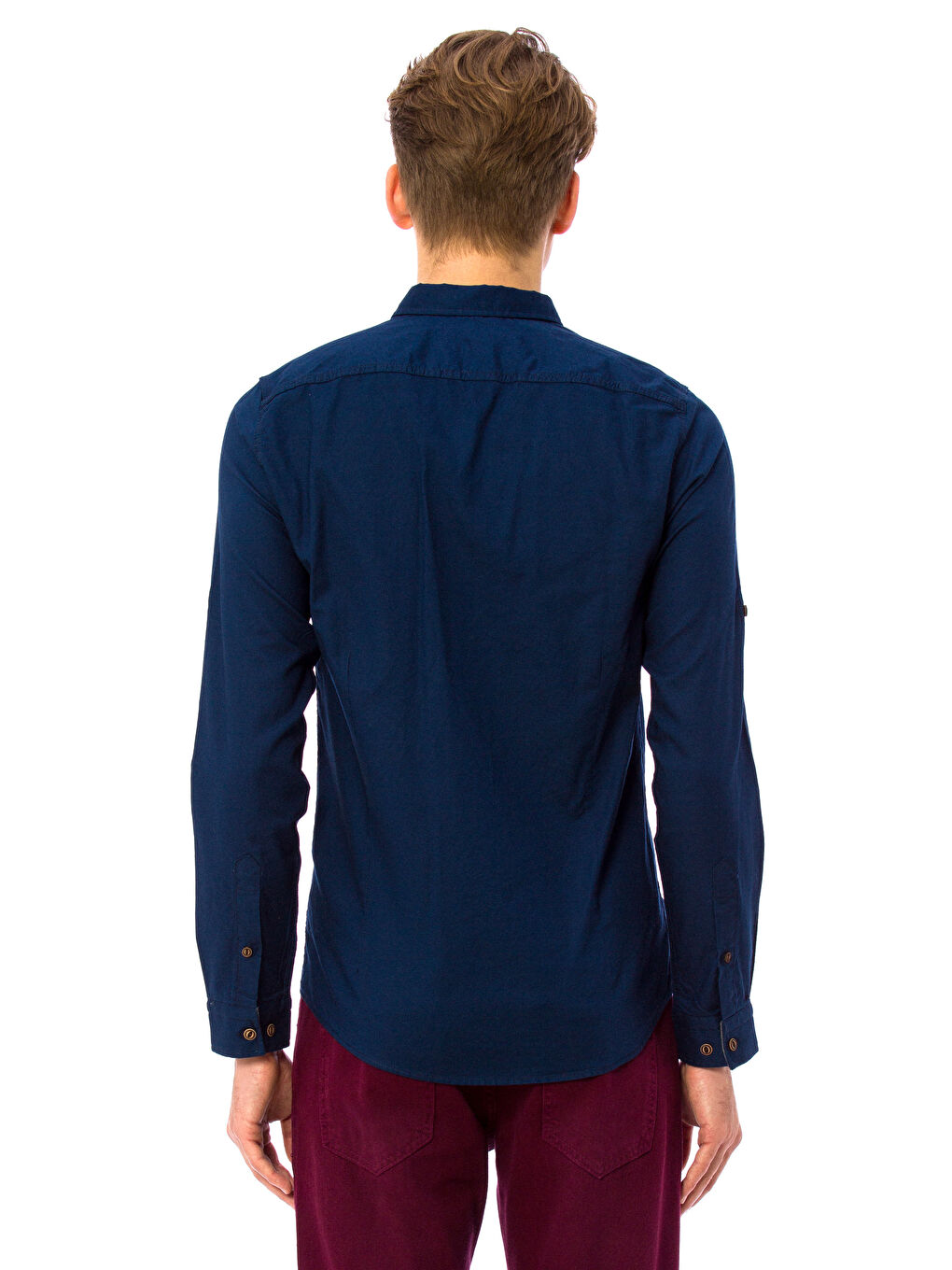 Lacivert Slim Fit Uzun Kollu Oxford Erkek Gömlek-2